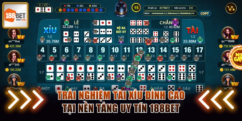 Trải nghiệm tài xỉu đỉnh cao ngay tại nền tảng uy tín 188BET